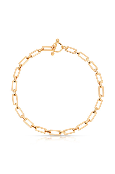 Explore More Collection - Golden Flat Rectangle Chain Necklace