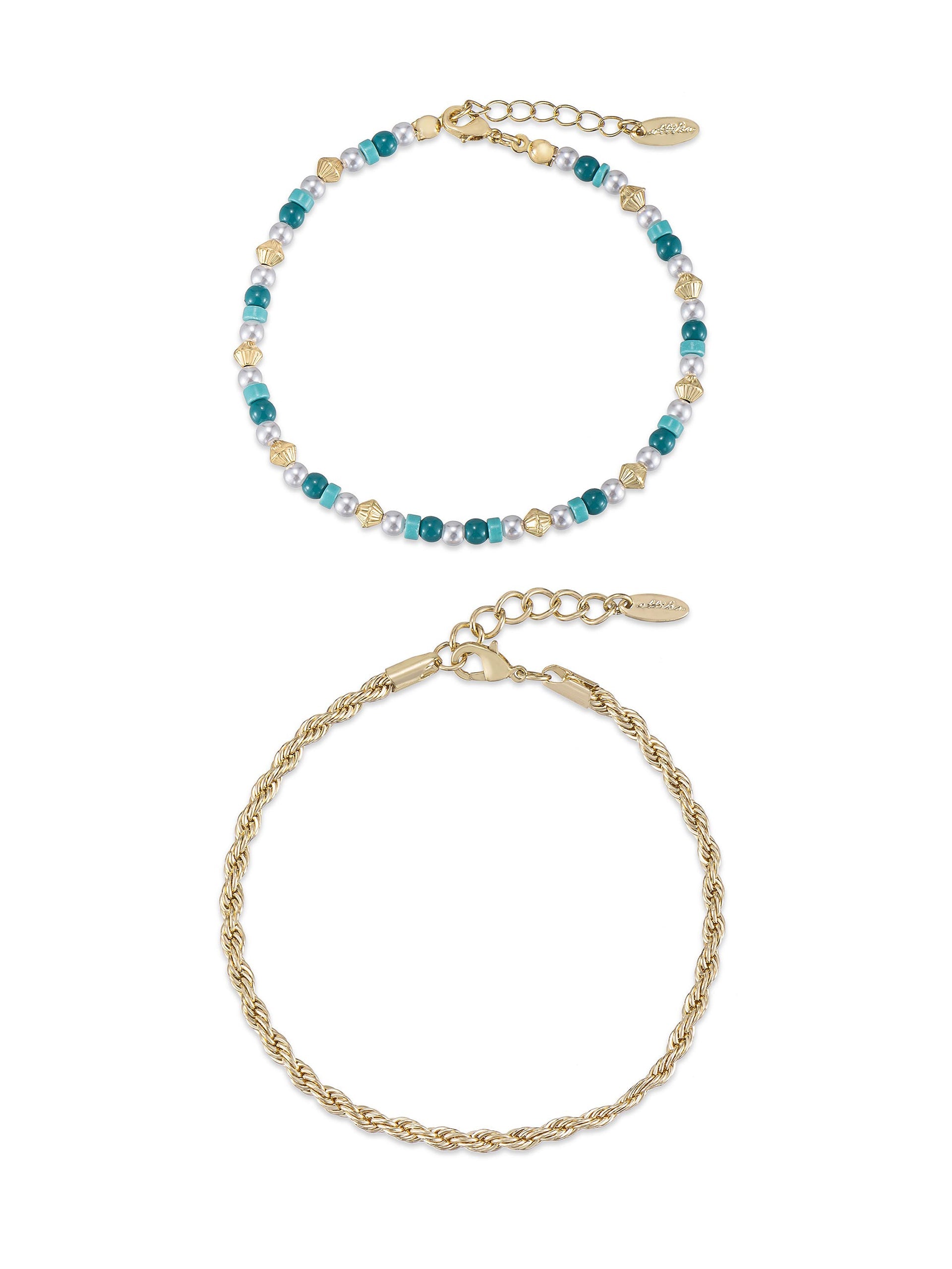 Explore More Collection - Seaside Turquoise and Pearl Anklet Set