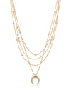 Explore More Collection - Layered Gold Chain & Crescent Horn Necklace