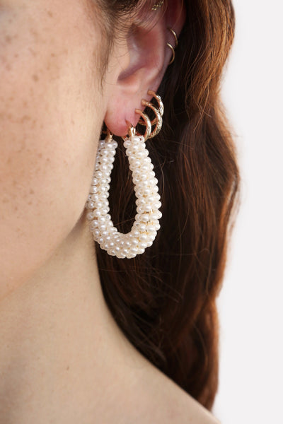 Explore More Collection - Pearl Wrapped Hoop Earrings