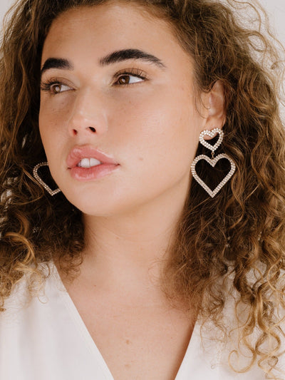 Explore More Collection - Double Trouble Heart Crystal Earrings