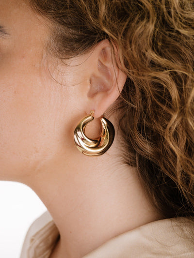 Explore More Collection - Crescent Swirl Hoop Earrings