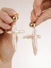 Explore More Collection - Organic Freshwater Pearl Cross Earrings