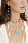 Explore More Collection - Dripping Turquoise Delicate Drop Earrings