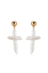 Explore More Collection - Organic Freshwater Pearl Cross Earrings