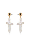 Explore More Collection - Organic Freshwater Pearl Cross Earrings