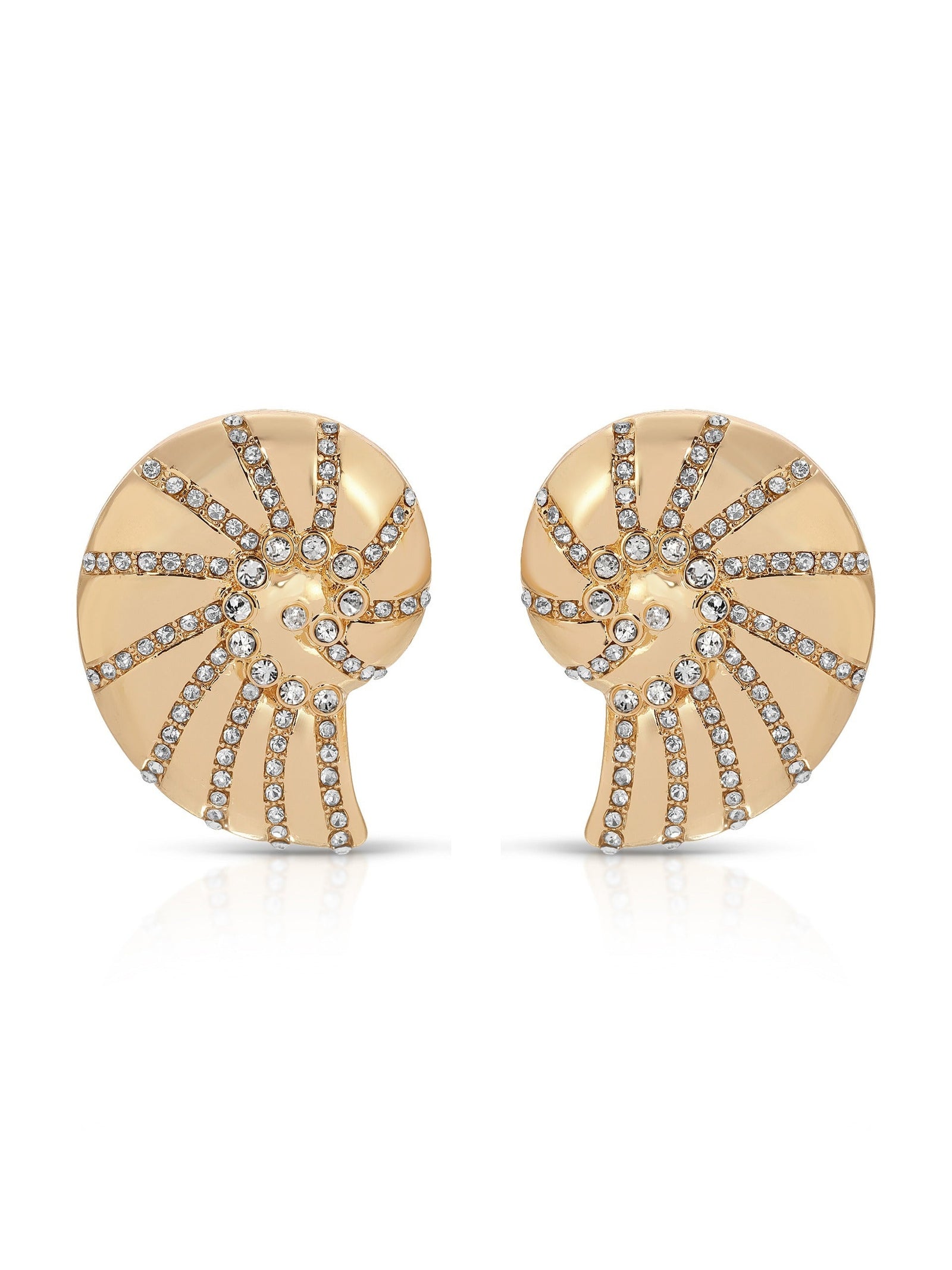 Explore More Collection - Crystal Studded Nautilus Shell Earrings