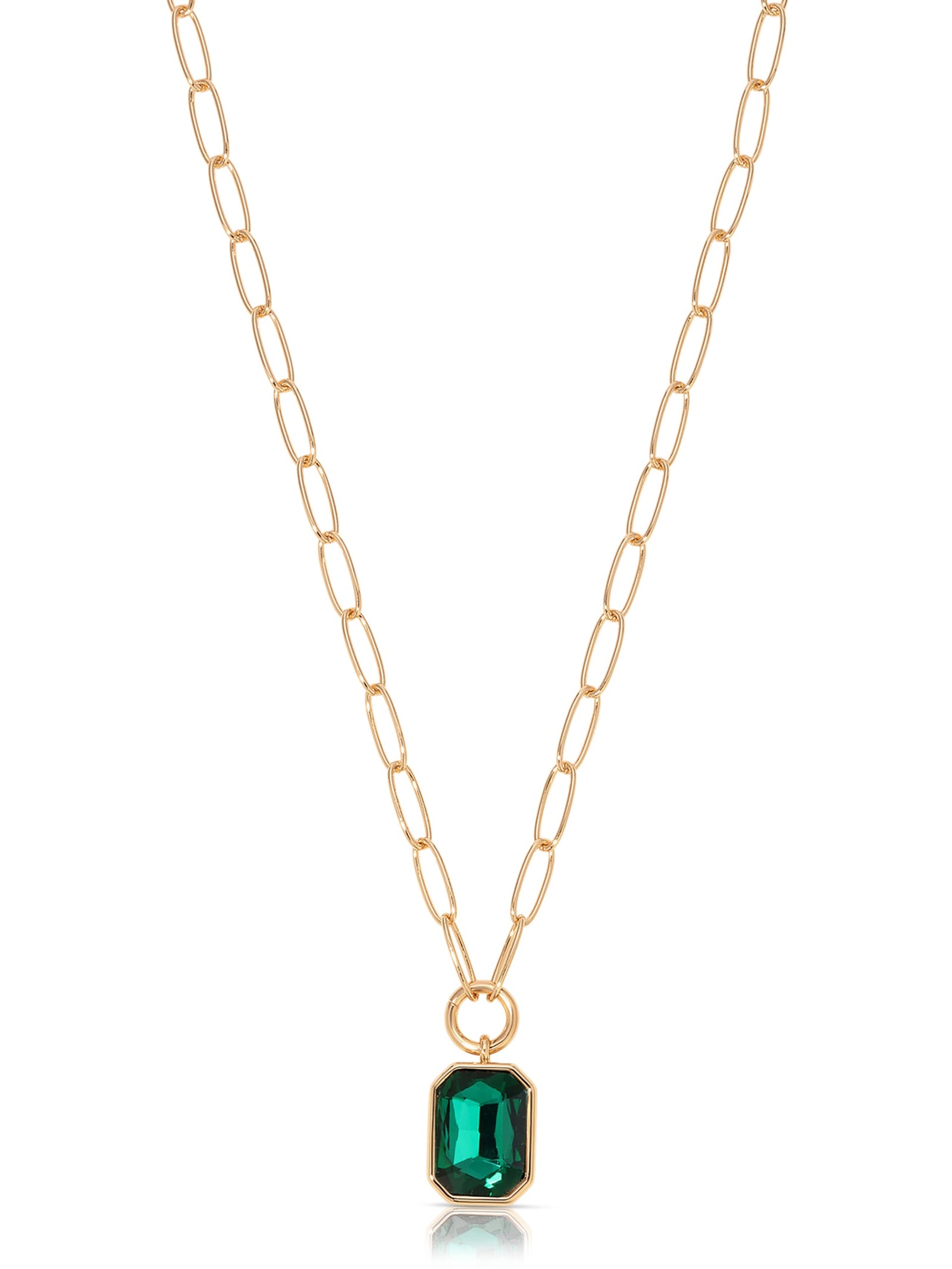 Explore More Collection - Emerald Deco Pendant Necklace