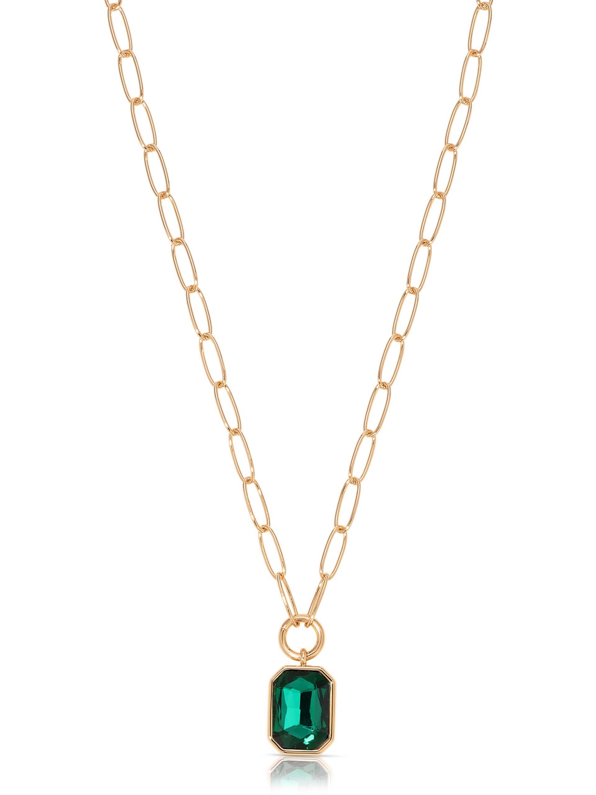 Explore More Collection - Emerald Deco Pendant Necklace