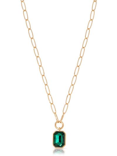 Explore More Collection - Emerald Deco Pendant Necklace