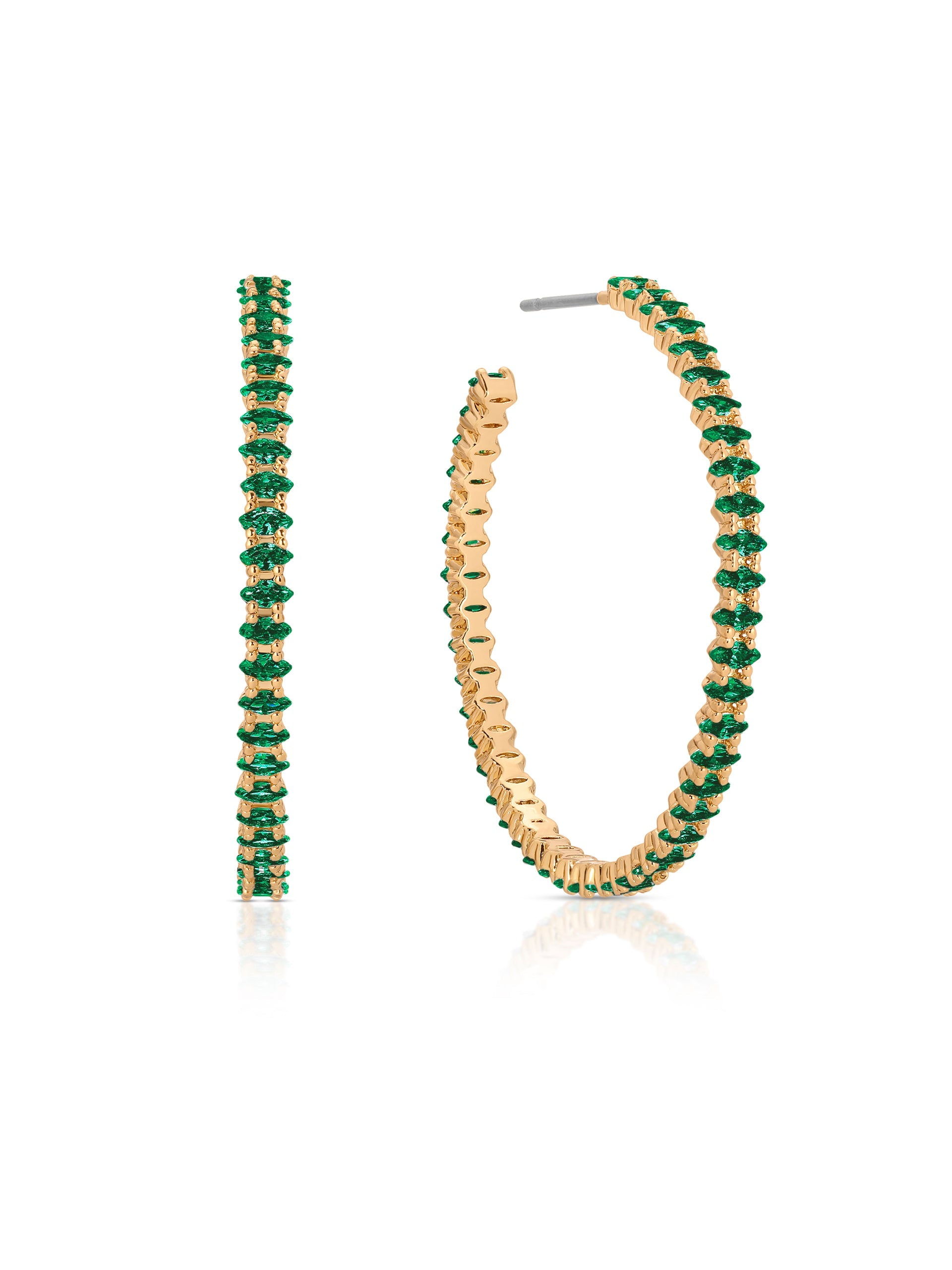 Explore More Collection - Emerald Marquise Hoops