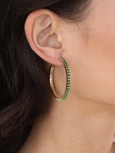 Explore More Collection - Emerald Marquise Hoops