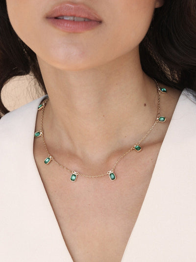 Explore More Collection - Emerald Deco Charm Necklace