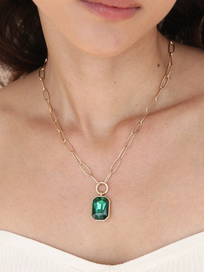 Explore More Collection - Emerald Deco Pendant Necklace