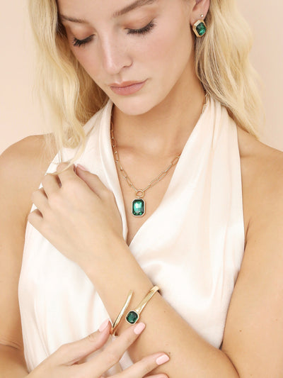 Explore More Collection - Emerald Deco Wrap Cuff