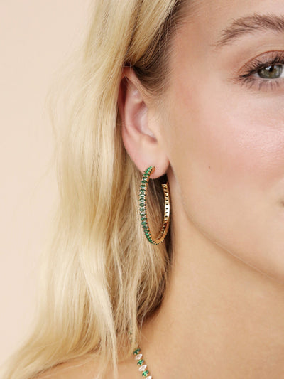 Explore More Collection - Emerald Marquise Hoops