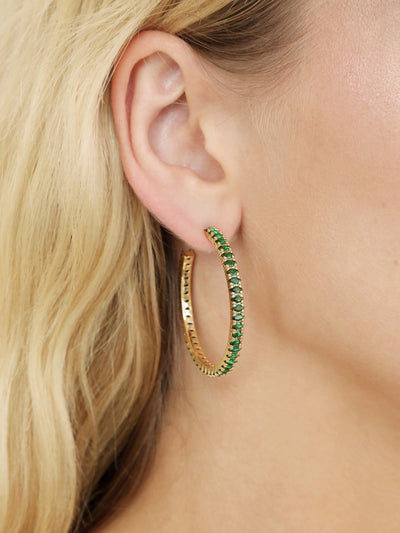 Explore More Collection - Emerald Marquise Hoops