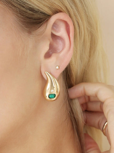 Explore More Collection - Emerald Droplet Earrings