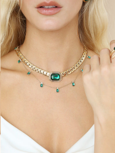 Explore More Collection - Emerald Deco Necklace