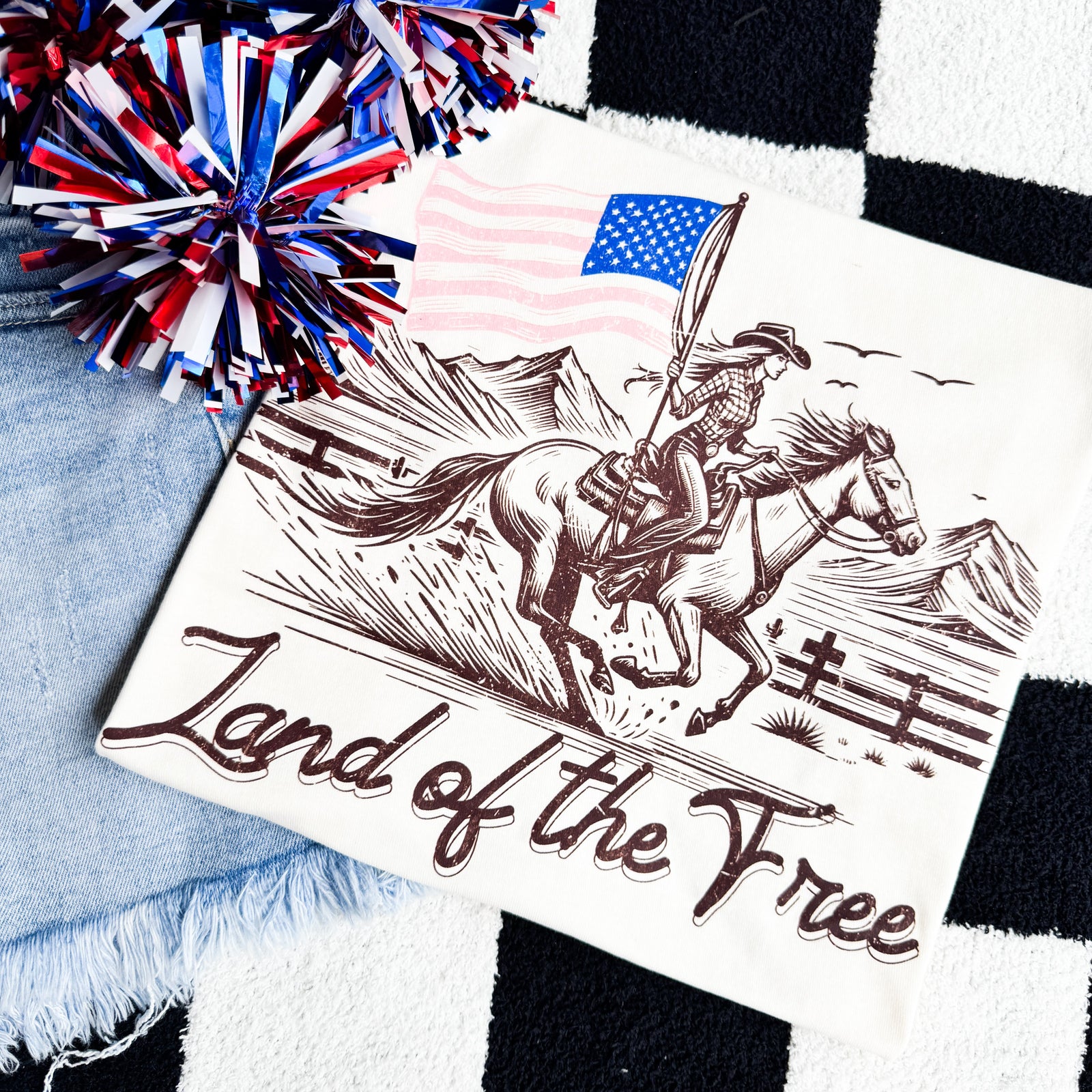 Explore More Collection - Land Of The Free Horse Graphic Tee