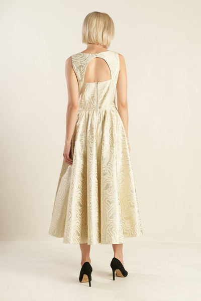 Explore More Collection - CHECK YOURSELF CHAMPAGNE WOVEN MIDI DRESS