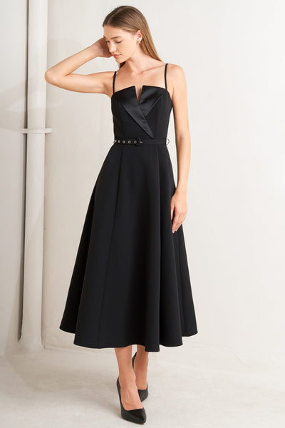 Explore More Collection - MIDNIGHT TUX WOVEN MIDI DRESS
