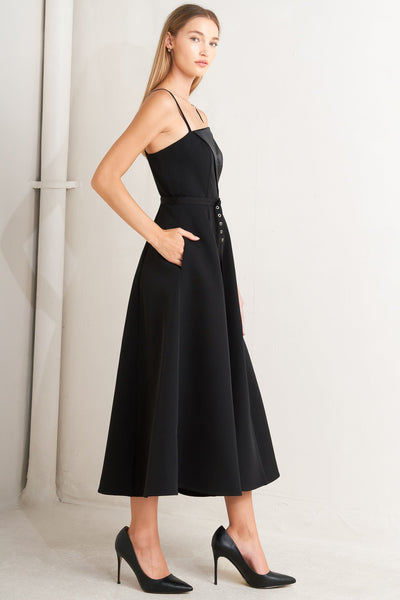 Explore More Collection - MIDNIGHT TUX WOVEN MIDI DRESS