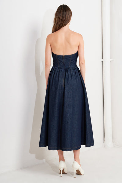 Explore More Collection - VINTAGE SIREN DENIM MIDI DRESS