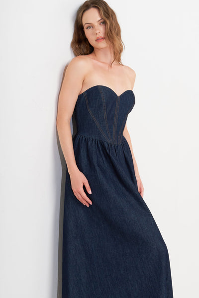 Explore More Collection - VINTAGE SIREN DENIM MIDI DRESS