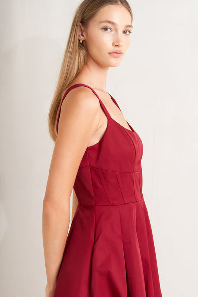 Explore More Collection - CRIMSON TWIRL WOVEN MIDI DRESS