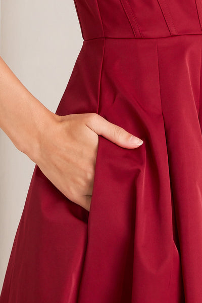 Explore More Collection - CRIMSON TWIRL WOVEN MIDI DRESS