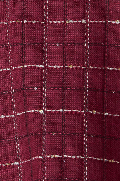 Explore More Collection - TWEED DOLL WINE WOVEN MINI DRESS