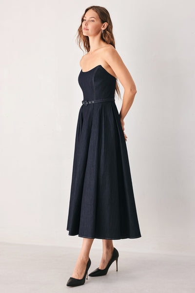 PARTY MUSE DENIM MIDI DRESS