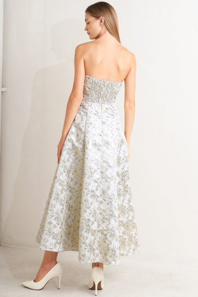 Explore More Collection - PASTEL BLOOM WOVEN JACQUARD MIDI DRESS