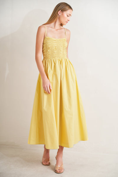 LEMON KISS WOVEN MIDI DRESS