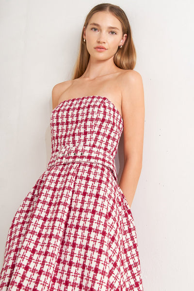 Explore More Collection - CHERRY CHECK TWEED MINI DRESS