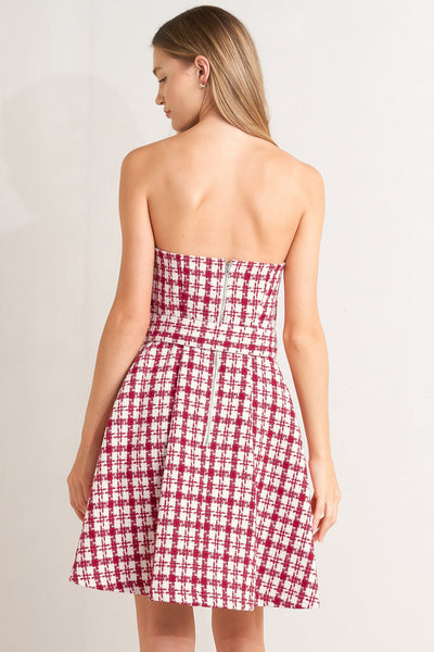 Explore More Collection - CHERRY CHECK TWEED MINI DRESS