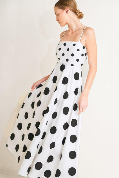 DOLCE VITA POLKA DOT WOVEN MIDI DRESS