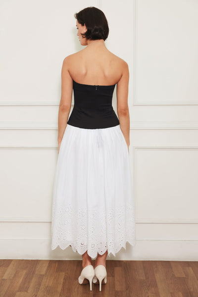 SOFT SPOKEN BEAUTY KNIT WOVEN MIDI DRESS