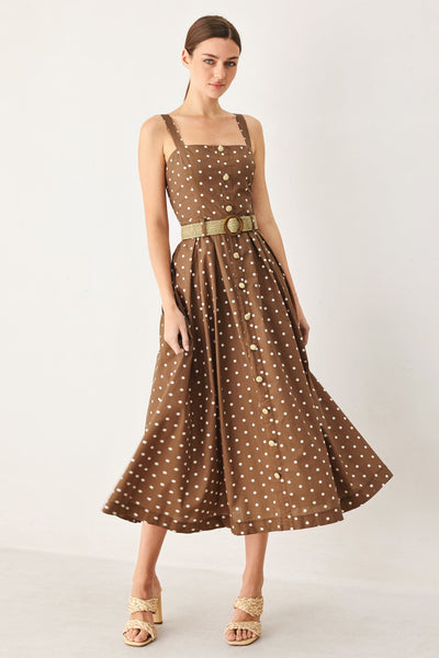 PARISIAN DOT WOVEN MIDI DRESS