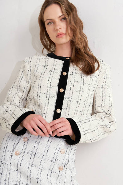 Explore More Collection - PARIS BOUND WOVEN TWEED CROP JACKET