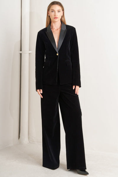 Explore More Collection - MIDNIGHT TUX WOVEN VELVET BLAZER