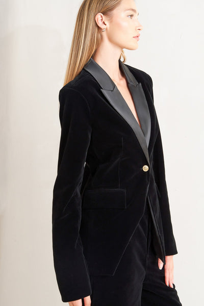 Explore More Collection - MIDNIGHT TUX WOVEN VELVET BLAZER