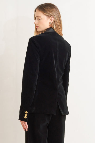 Explore More Collection - MIDNIGHT TUX WOVEN VELVET BLAZER