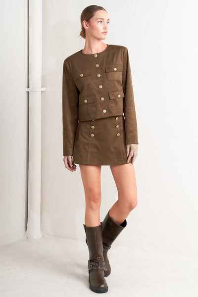 Explore More Collection - HERITAGE UTILITY FAUX SUEDE JACKET