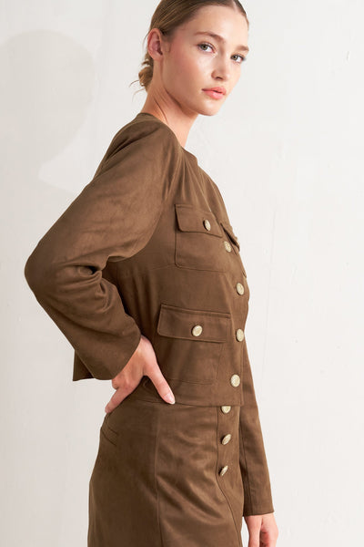 Explore More Collection - HERITAGE UTILITY FAUX SUEDE JACKET