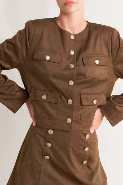 Explore More Collection - HERITAGE UTILITY FAUX SUEDE JACKET