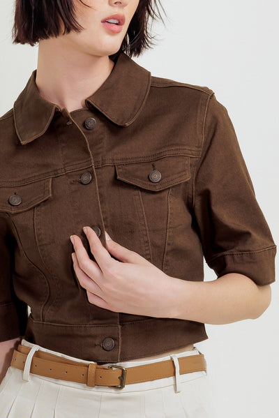 Explore More Collection - EFFORTLESS EDGE BROWN TWILL JACKET