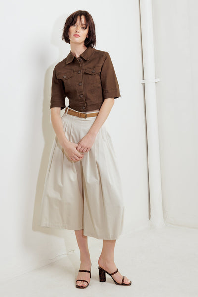 Explore More Collection - EFFORTLESS EDGE BROWN TWILL JACKET