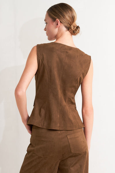 Explore More Collection - BROWN SUGAR FAUX SUEDE VEST